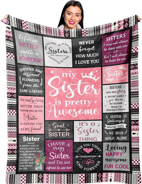 Cozy Fleece Sister Gifts , Sisters Birthday Gift Idea, Best Sister Ever Gift for Women, Birthday Gifts for Sisters, Sis Soft Thro... - Cozy Fleece Throw Blanket for Couch & Bed - Default Title