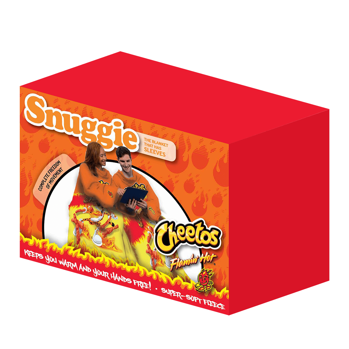 Reversible Sherpa Cheetos Flaming Hot Wearable Blanket - Luxury Knitted Decorative Throw Blanket with Fringes - Default Title