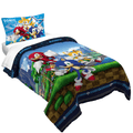 Fluffy Down Alternative Sonic the Hedgehog Kids 2 Piece Blue Green Reversible Comforter and Pillowcase set, Twin/full - Hypoallergenic Ultra-Fluffy Quilt for Winter - Default Title