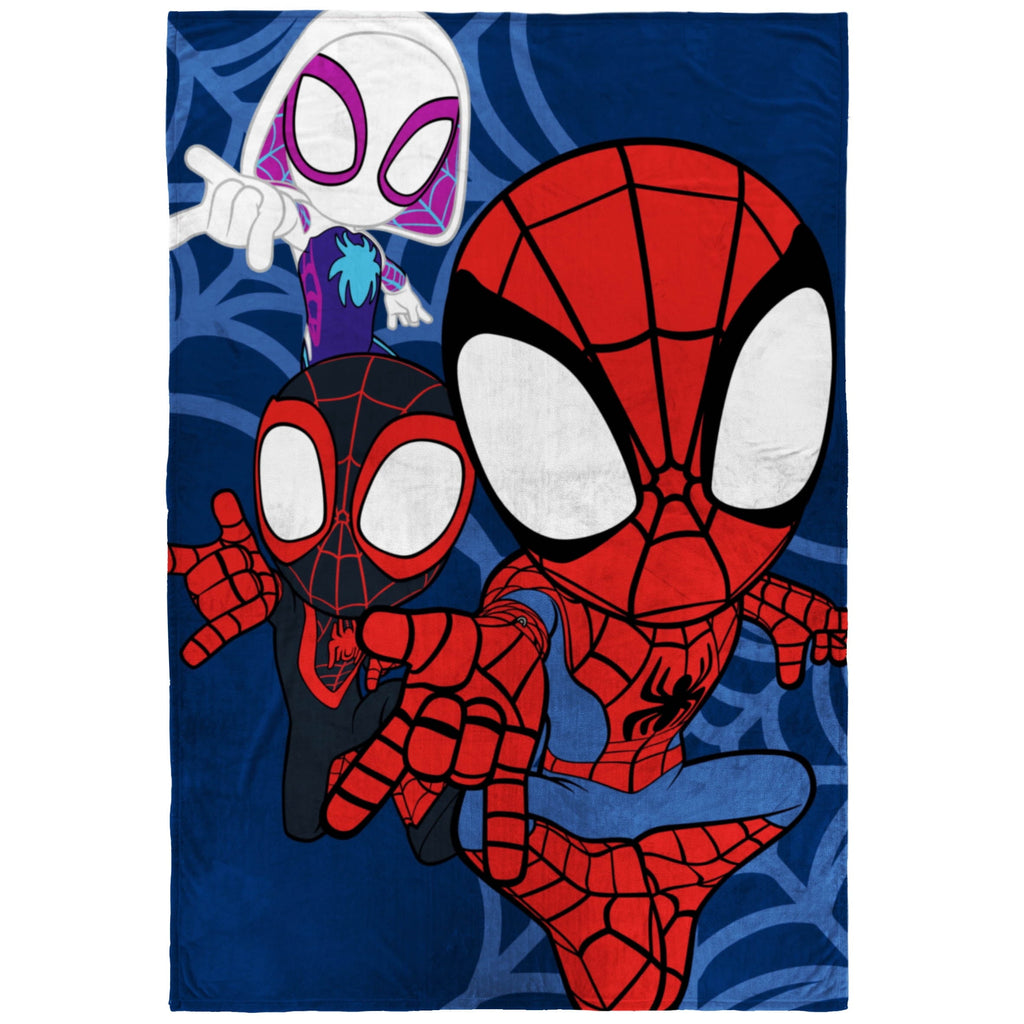Decorative Knitted Spidey and His Amazing Friends Kids Plush Twin/Full Blanket, 62 x 90, Microfiber, Blue and Red - Luxury Knitted Decorative Throw Blanket with Fringes - Default Title