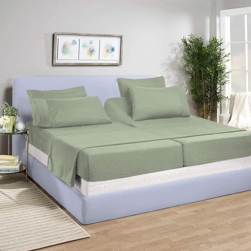 Cooling Sateen Split-California King Bed Sheet Set (5-Pieces) Adjustable Bed Sheets - 800 Thread Count 100% Egyptian Cotton - 15" De... - Luxury Bed Sheet Set with Deep Pockets - Default Title
