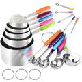 Professional Grade Stainless Steel Measuring Cups and Spoons Set of 15, 5 Stainless Steel Nesting Measuring Cups & 5 Spoons, 5 Mini Meas... - Professional Kitchen Tool for Culinary Enthusiasts - Default Title