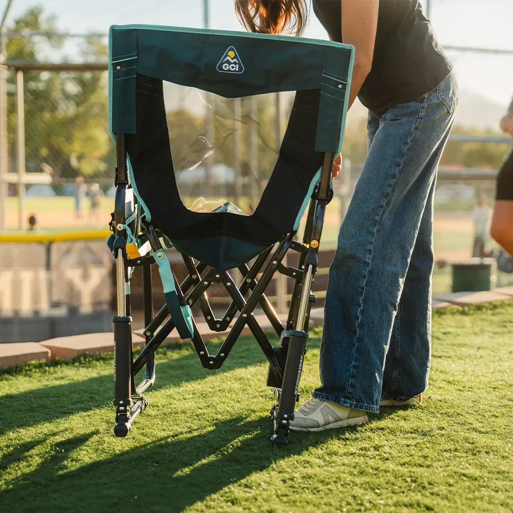 Smooth Motion Stowaway Rocker with Side Table - Choice 253 - Heavy-Duty Kickback Rocker with Beverage Holder Detail