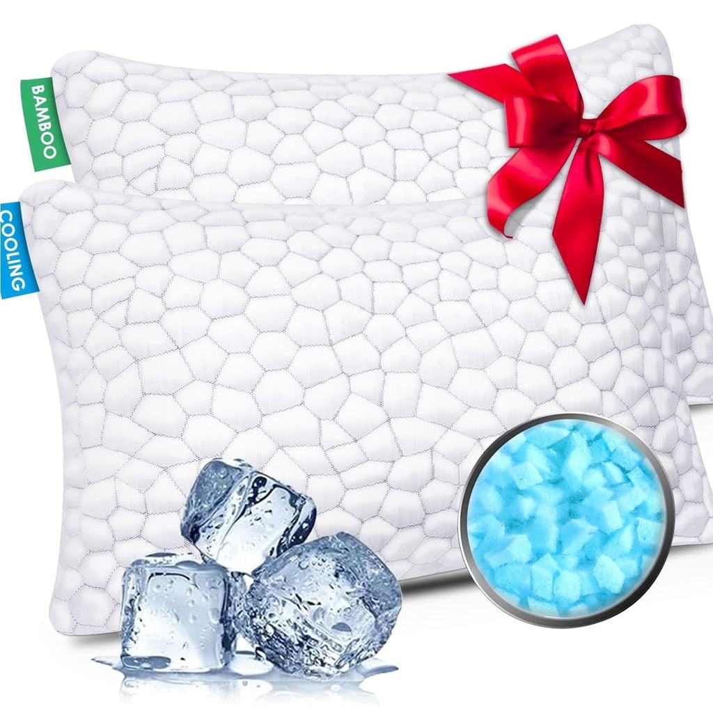 Orthopedic Support Cooling Bed Pillows Queen Size Set of 2, Shredded Memory Foam Pillows for Sleeping 2 Pack, Adjustable Soft Firm Pillo... - Ergonomic Memory Foam Pillow for Neck Pain Support - Default Title