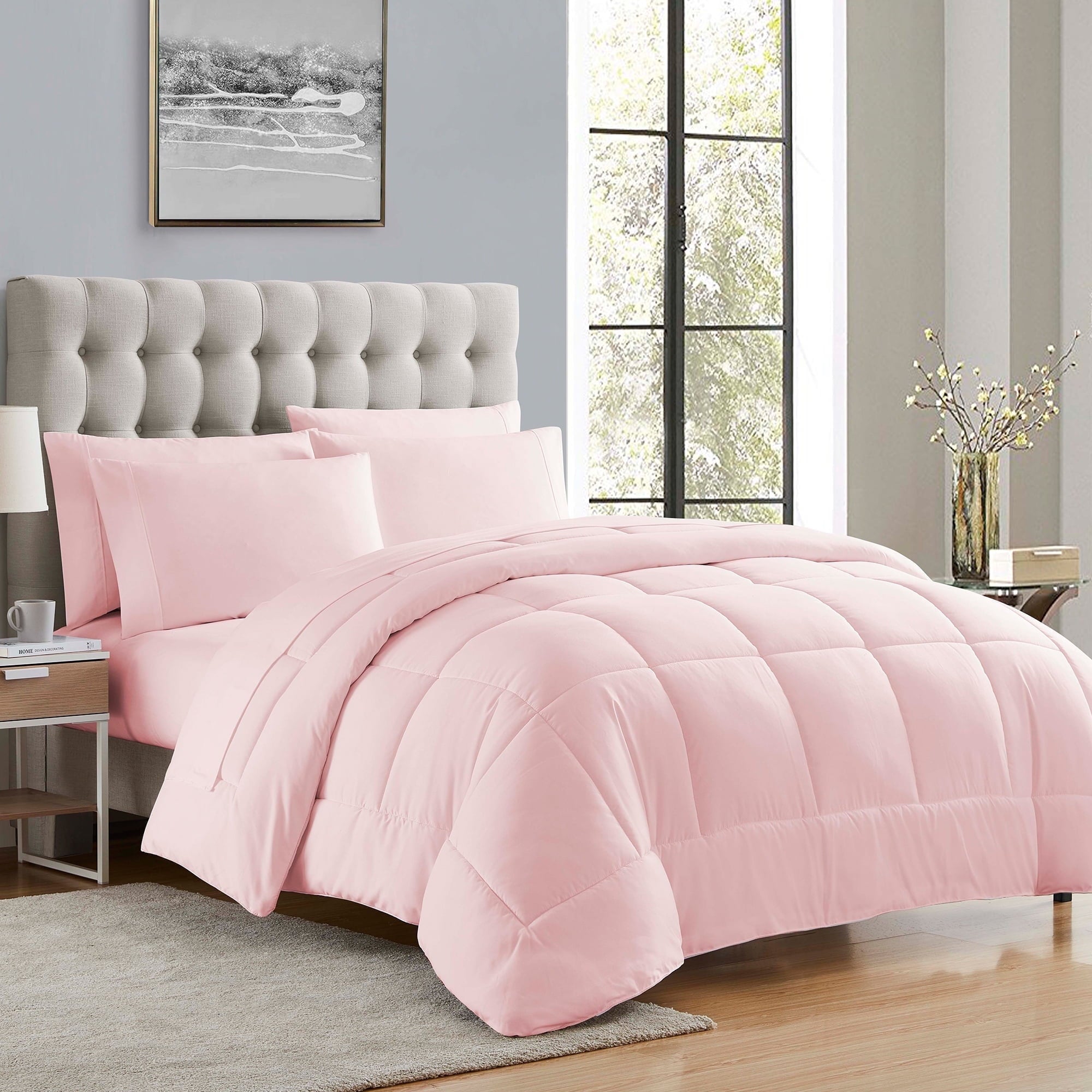 All-Season Supreme 7 Piece Bed-In-A-Bag All Season Solid Comforter & Sheet Set, Full, Pale Pink - Cloud-Like Soft Lightweight Bed Comforter - Default Title