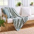 Lightweight Warm Woven Chenille Plaid Throw Blanket, Green River , 50x72 Inches - Luxury Knitted Decorative Throw Blanket with Fringes - Default Title