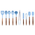 High-Precision 10-Piece Silicone and Acacia Wood Handle Cooking Utensils Set, Blue - Professional Kitchen Tool for Culinary Enthusiasts - Default Title