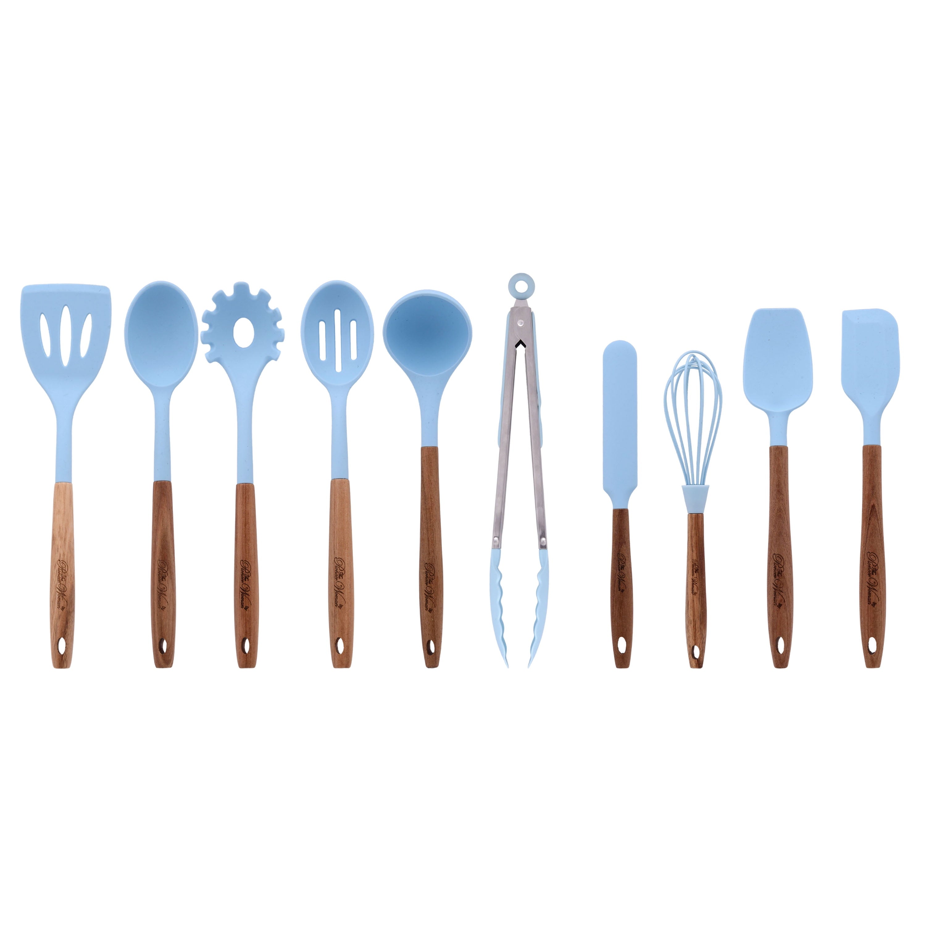 High-Precision 10-Piece Silicone and Acacia Wood Handle Cooking Utensils Set, Blue - Professional Kitchen Tool for Culinary Enthusiasts - Default Title