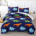 Heavyweight Warmth 3 Pcs Dinosaur Twin Size Bedding Sets for Boys, Dinosaur Printing Boys Comforter Set, Blue and White Reversible Bed C... - Hypoallergenic Ultra-Fluffy Quilt for Winter - Default Title