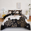 Heavyweight Warmth Black Floral Comforter Set Queen, Printed Comforter White Flowers Butterfly Bedding Set, 3 Pieces Botanical Reversibl... - Hypoallergenic Ultra-Fluffy Quilt for Winter - Default Title