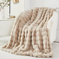 Lightweight Warm Taupe Faux Fur Bubble Blankets for Couch Chair Sofa Luxury Fluffy Thick Bubble Throw Blanket Furry Blanket Fuzzy Soft... - Super Soft Reversible Sherpa Flannel Blanket - Default Title