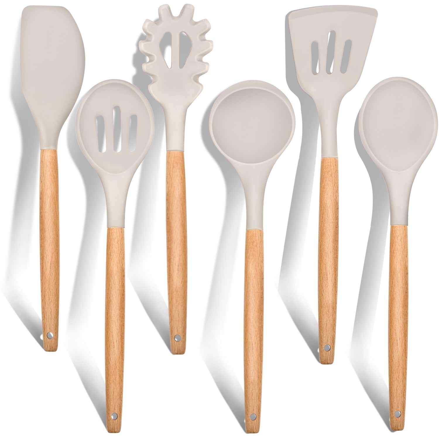 Ergonomic Cooking Kitchen Utensils Set of 6, Silicone Cooking Utensils with Wooden Handle, Non-Stick Cookware & Heat Resistant, Include... - Heat-Resistant Silicone Cooking Spatula Turner - Default Title