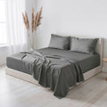 Premium Egyptian Cotton Virtu Bed Sheets Set, Deep Pocket Rayon Derived 4 Piece Queen Sheets sets, Gray - Cooling Hotel Quality Bedding Sheets and Pillowcases - Default Title