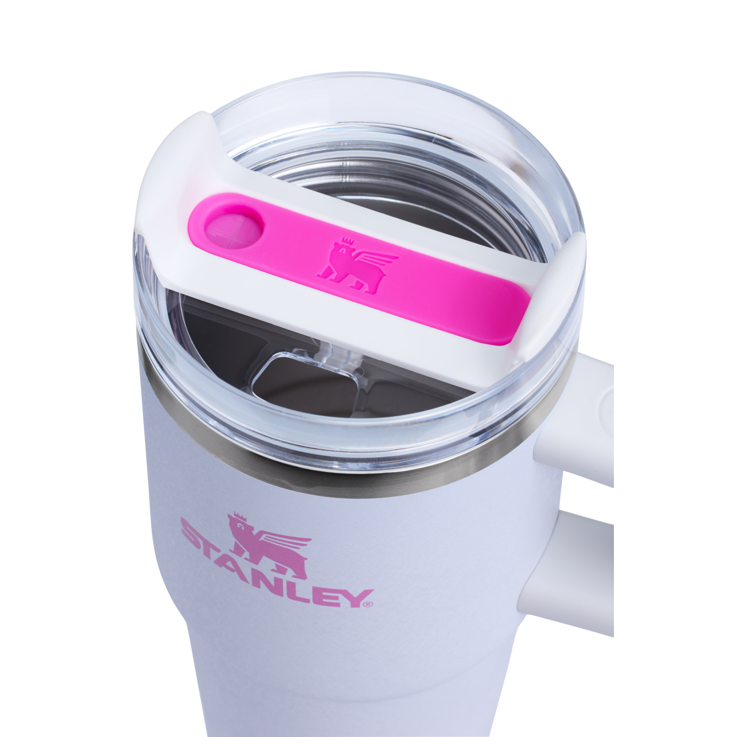 Splash-Resistant FlowState The Quencher H2.O Flowstate Tumbler with Handle | Stanley Create D309N - FlowState 3-Position Lid Insulated Travel Mug Detail