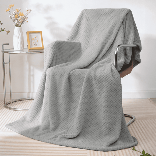 Cozy Fleece Throw Blanket, Decorative Throws with Waffle Wave Design, Super Soft Plush Fuzzy Blankets , Luxury Lightweight and Br... - Luxury Knitted Decorative Throw Blanket with Fringes - Default Title