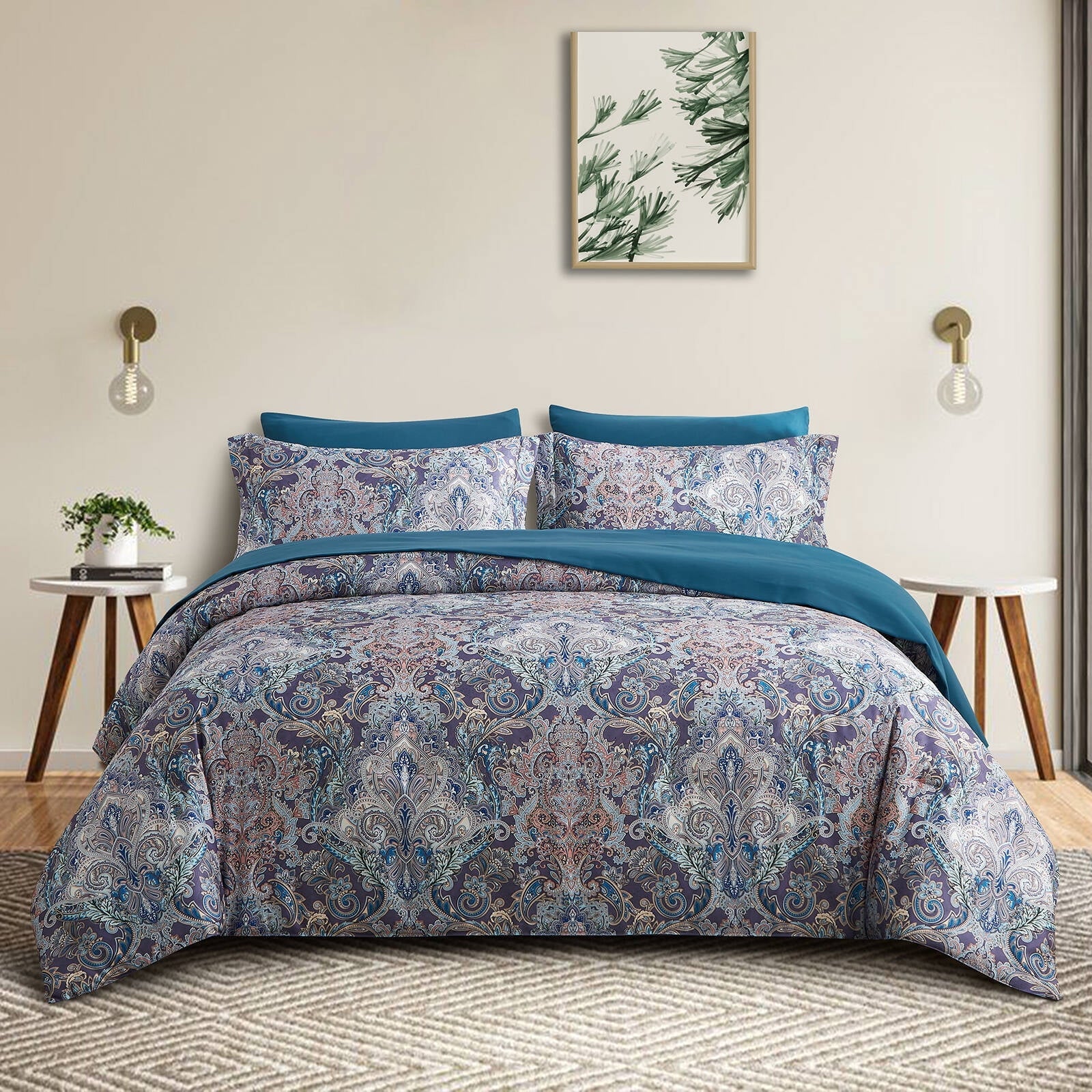 Hypoallergenic Cloud Boho Paisley Print Luxury Comforter Bed in a Bag Set Queen Size, Vintage Floral Medallions Microfiber Bedding Set - Cloud-Like Soft Lightweight Bed Comforter - Default Title