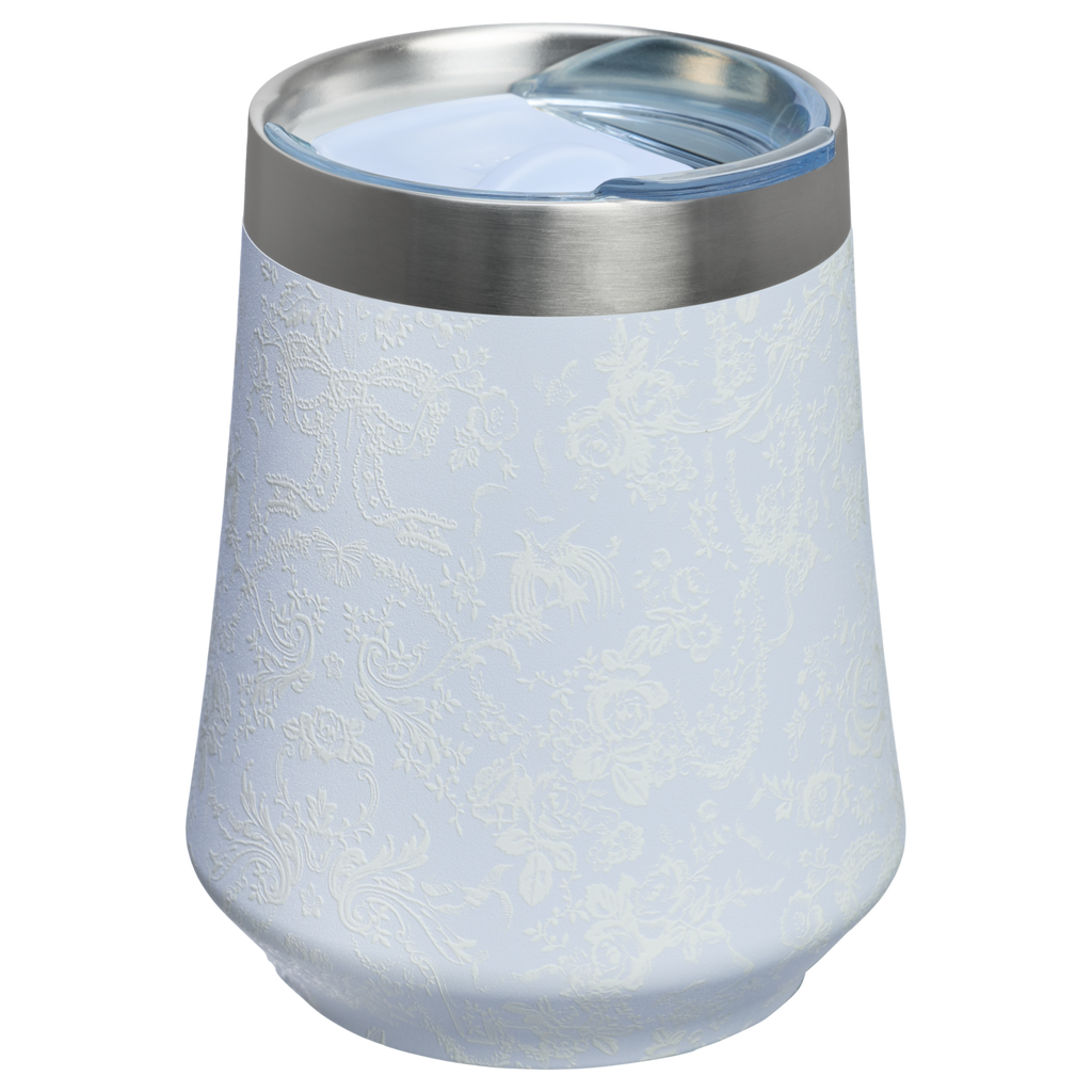 Premium Matte Stanley 1913 x LoveShackFancy Holiday Reserve Wine Tumbler D204X - Shatterproof Flavor-Preserving Cocktail Tumbler with Lid Detail