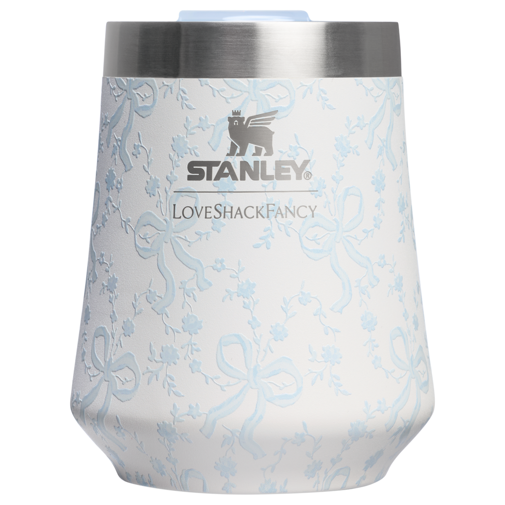 Elegant Stemless Stanley 1913 x LoveShackFancy Holiday The Reserve Wine Tumbler Set | 2-pack D205C - Premium Insulated Egg-Shaped Wine Glass for Outdoors Detail