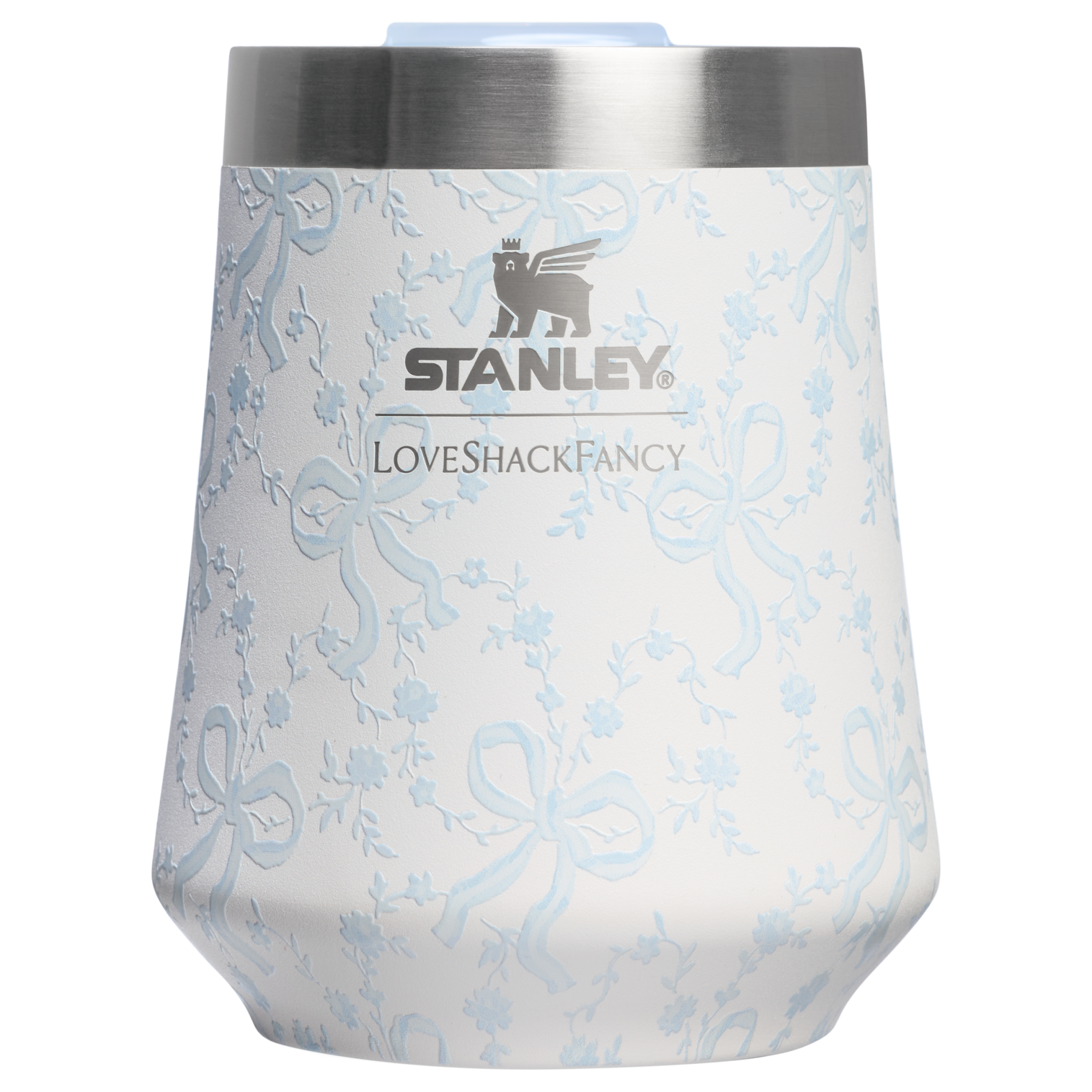 Elegant Stemless Stanley 1913 x LoveShackFancy Holiday The Reserve Wine Tumbler Set | 2-pack D205C - Premium Insulated Egg-Shaped Wine Glass for Outdoors Detail