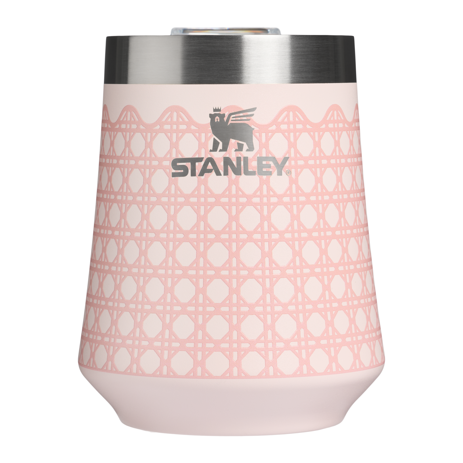 Elegant Stemless The Reserve Wine Tumbler D352C - Reserve Collection Stainless Steel Whiskey Cup - Rose Quartz Rattan
