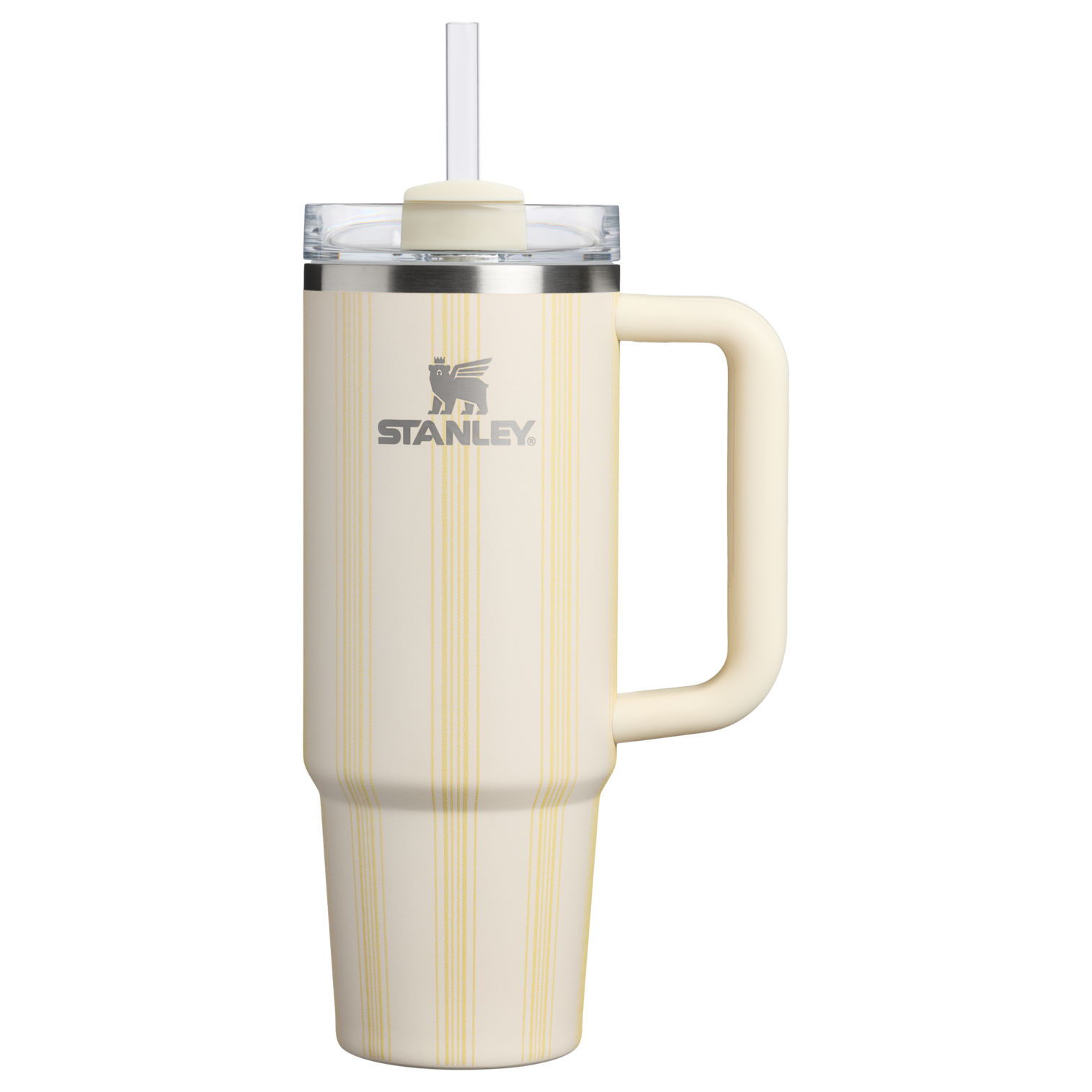 Double-Wall Vacuum The Quencher H2.0 Flowstate Tumbler D343V - Premium Stainless Steel Straw Cup for All-Day Hydration - Cream Picnic Stripe