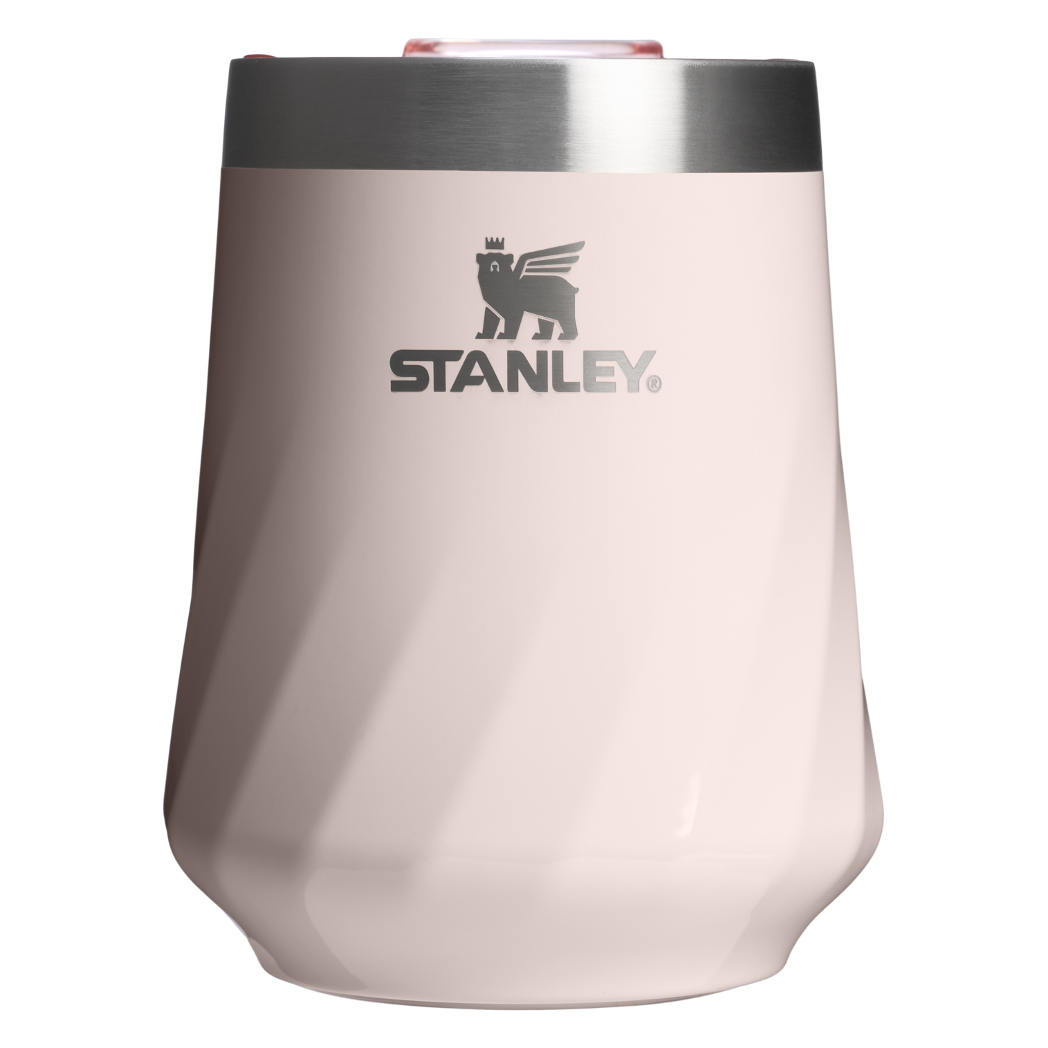 Elegant Stemless The Textured Reserve Wine Tumbler D141Z - Premium Insulated Egg-Shaped Wine Glass for Outdoors - Rose Quartz Gloss
