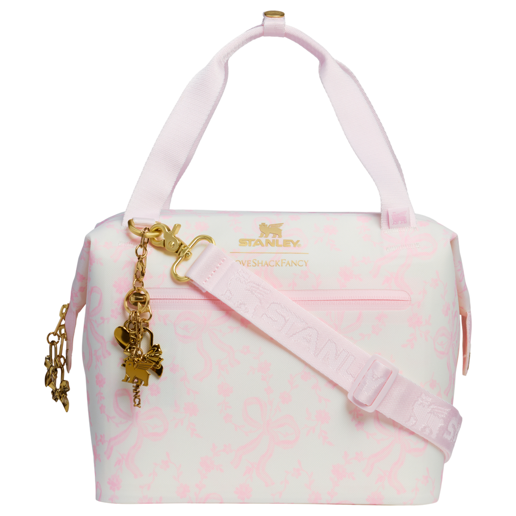 Premium All-Weather Stanley 1913 x LoveShackFancy Holiday All Day Julienne Mini Cooler D194V - Leak-Proof Insulated Mini Cooler Bag for Lunch - Coquette Bow Winter Ice
