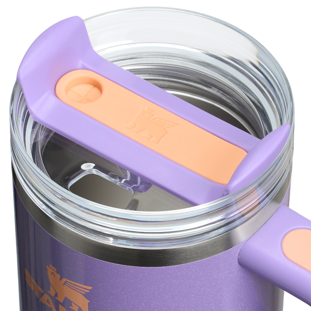 Splash-Resistant FlowState The Quencher H2.O Flowstate Tumbler with Handle | Stanley Create D309N - FlowState 3-Position Lid Insulated Travel Mug Detail
