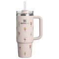 Large Capacity The Quencher H2.0 Flowstate Tumbler D363L - Double-Wall Vacuum Insulated Travel Tumbler with Straw - Rose Quartz Bouquets