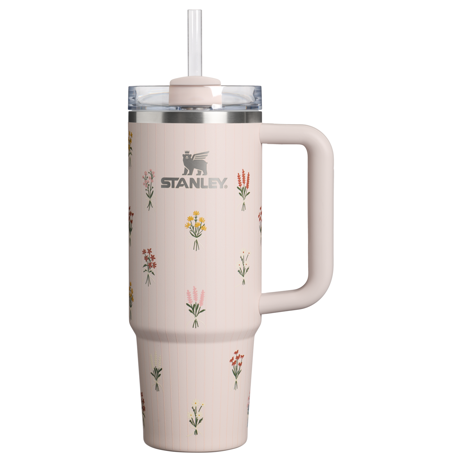 Large Capacity The Quencher H2.0 Flowstate Tumbler D363L - Double-Wall Vacuum Insulated Travel Tumbler with Straw - Rose Quartz Bouquets