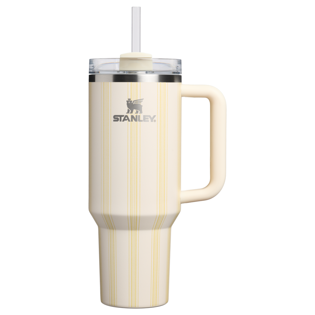 Car-Cup Friendly The Quencher H2.0 Flowstate Tumbler D342C - FlowState 3-Position Lid Insulated Travel Mug - Cream Picnic Stripe
