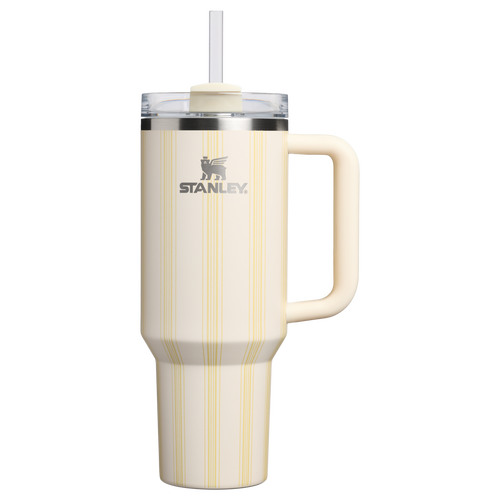 Car-Cup Friendly The Quencher H2.0 Flowstate Tumbler D342C - FlowState 3-Position Lid Insulated Travel Mug - Cream Picnic Stripe