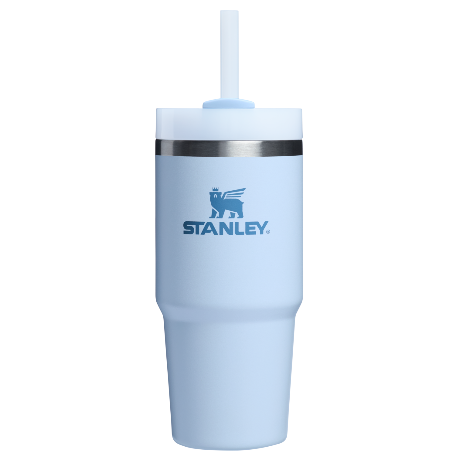 Splash-Resistant FlowState The Quencher H2.0 Flowstate Tumbler  | Stanley Create D329E - Double-Wall Vacuum Insulated Travel Tumbler with Straw - Glacier