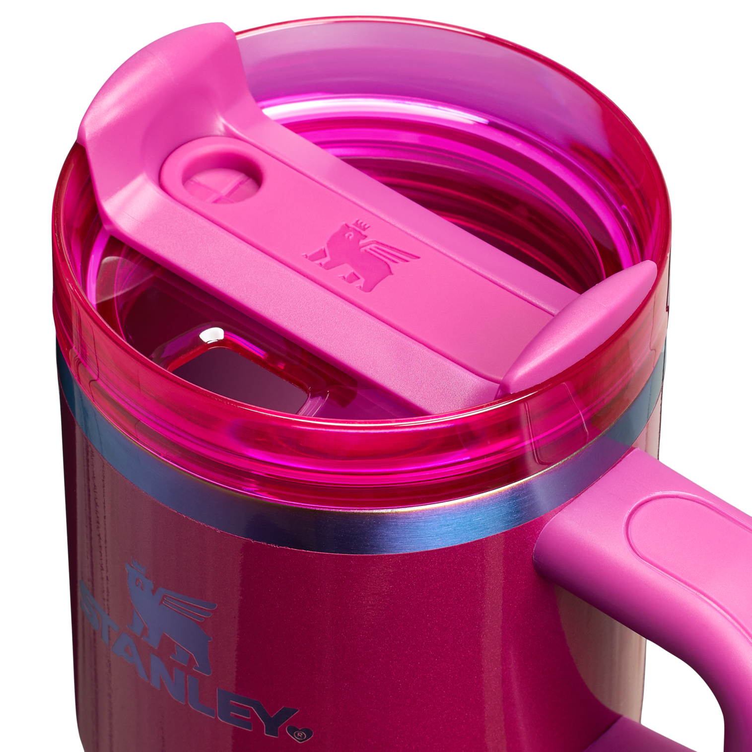 Splash-Resistant FlowState The Quencher H2.O Flowstate Tumbler with Handle | Stanley Create D309N - FlowState 3-Position Lid Insulated Travel Mug Detail