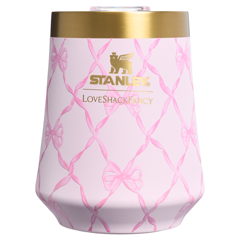 Premium Matte Stanley 1913 x LoveShackFancy Holiday Reserve Wine Tumbler D204X - Shatterproof Flavor-Preserving Cocktail Tumbler with Lid Detail