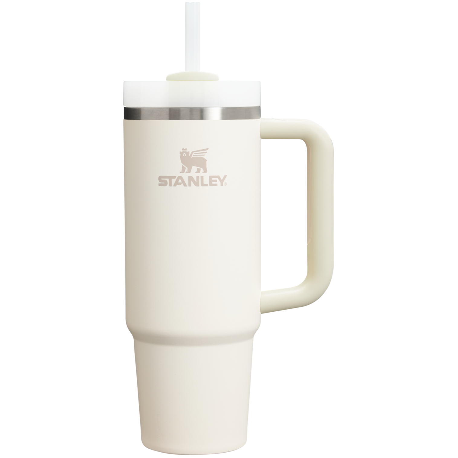 Car-Cup Friendly The Quencher H2.0 Flowstate Tumbler | Stanley Create D331C - Premium Stainless Steel Straw Cup for All-Day Hydration - Cream 2.0