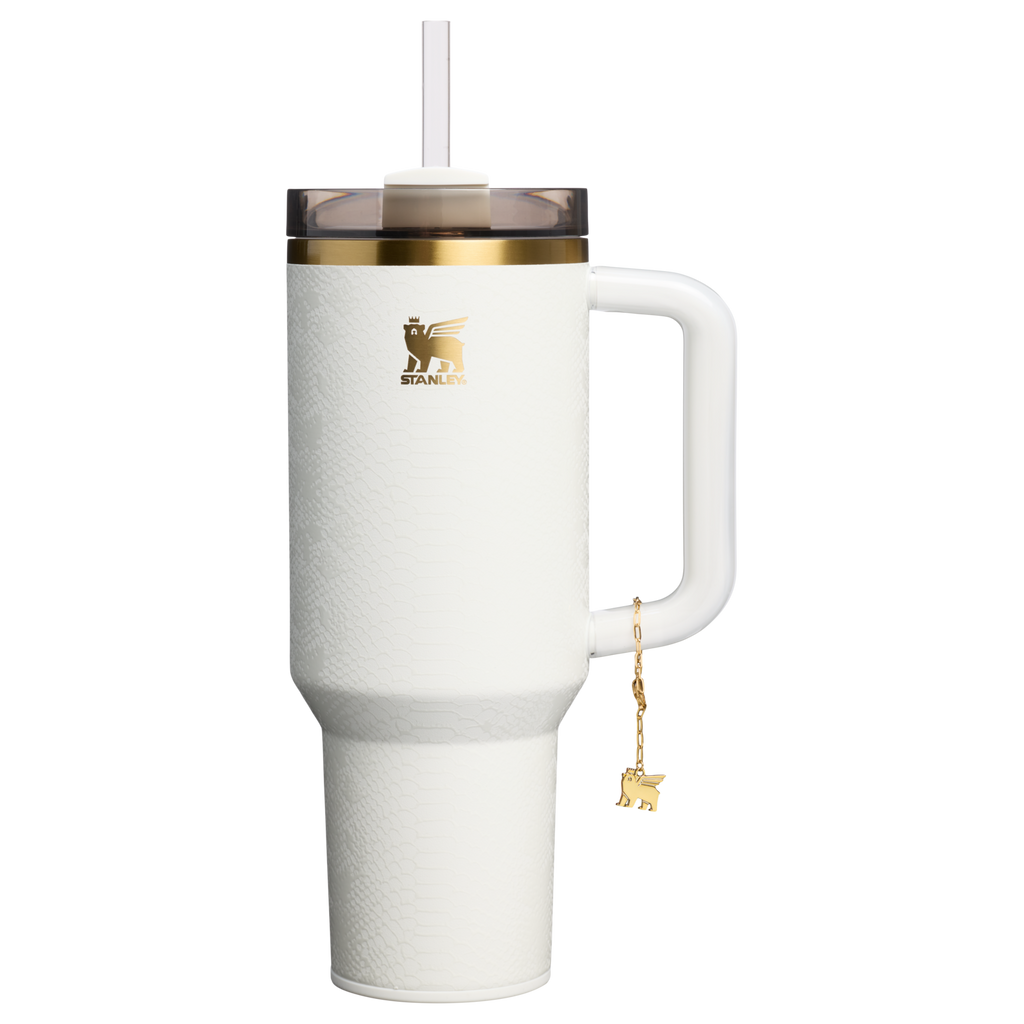 Large Capacity The Quencher Luxe H2.0 Flowstate Tumbler D170A - Premium Stainless Steel Straw Cup for All-Day Hydration - Pale Stone Snakeskin