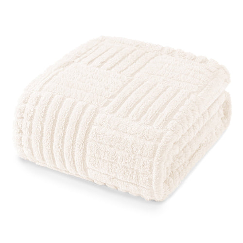Decorative Knitted Fluffy Fleece Throw Blanket 50"x60" for Couch, Bed, Sofa, Fuzzy Soft Cozy Throw with Decorative Jacquard Pattern for ... - Super Soft Reversible Sherpa Flannel Blanket - Default Title