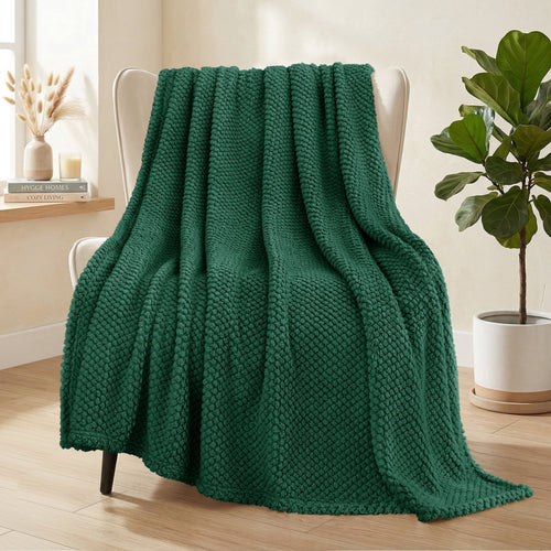 Decorative Knitted Fuzzy Fleece 50"x70" Throw Blanket for Couch, Fluffy Warm Soft Jacquard Blankets for Fall Winter, Lightweight and Coz... - Cozy Fleece Throw Blanket for Couch & Bed - Default Title