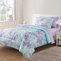 All-Season 5-Piece Purple Metallic Foil Cheetah Bedding Set for Kids with Storage Bag, Twin - Luxurious Quilted Duvet Cover Set - Default Title
