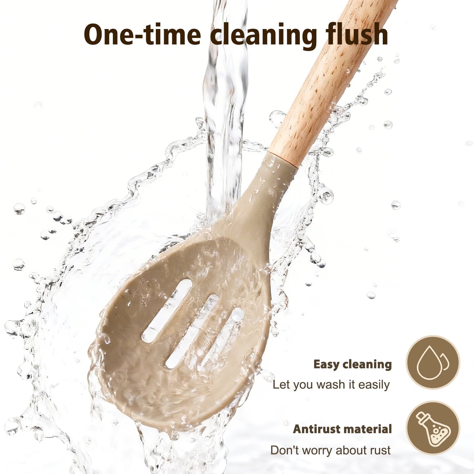 High-Precision Silicone Cooking Utensils Set, Heat Resistant Kitchen Tools, 36 PCS Non-Stick Silicone Cooking Kitchen Utensils, Khaki - High-Precision Culinary Tool for Baking & Cooking Detail