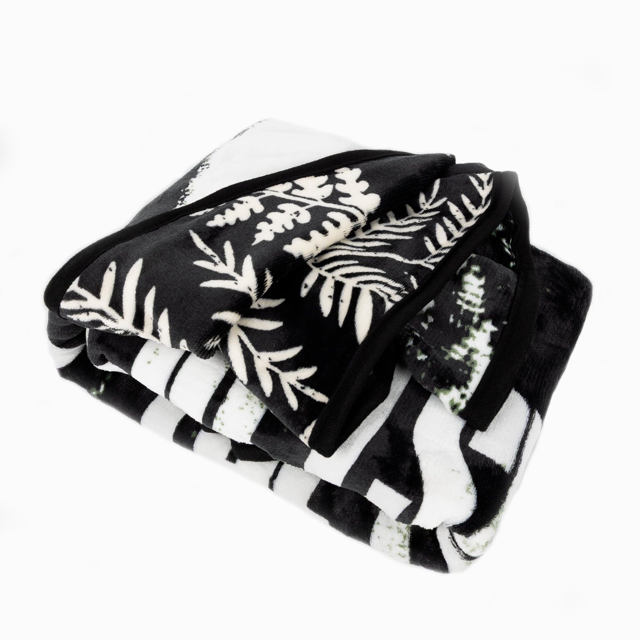 Super Soft Flannel Black and White Polyester Throw Blanket, 50" X 60" - Luxury Knitted Decorative Throw Blanket with Fringes Detail