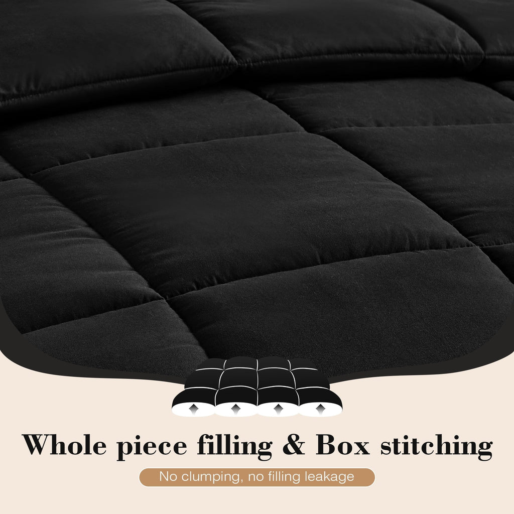 Heavyweight Warmth Queen Size Comforter Sets, 3 Piece Soft Quilted Bedding Sets, All-Season Down Alternative Comforter with 2 Pillow Sha... - Luxurious Quilted Duvet Cover Set Detail