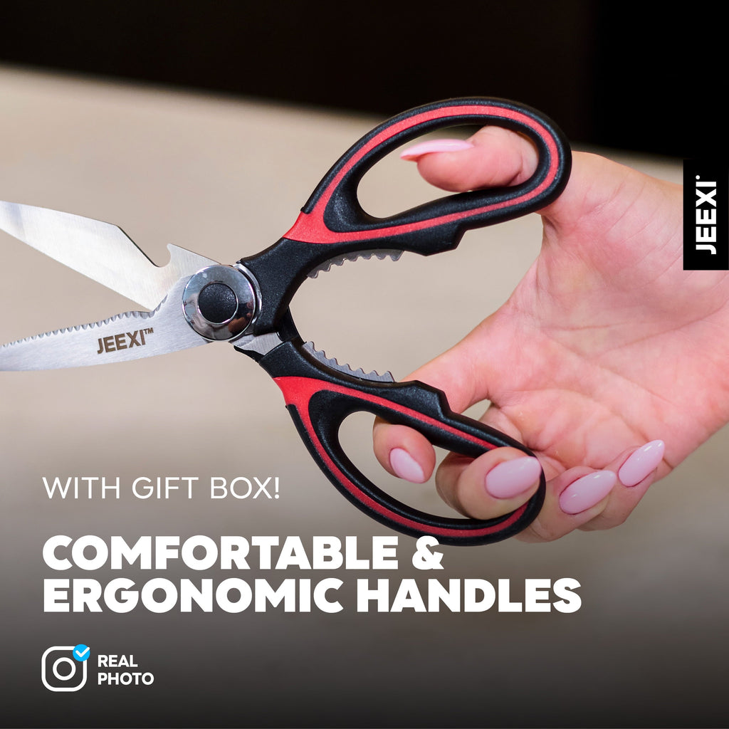 Ergonomic Manual 3 Pack Kitchen Scissors, Ultra-Sharp Premium Stainless Steel Heavy Duty Kitchen Shears & Multi Purpose Poultry Shears... - Innovative Kitchen Helper for Modern Cooking Detail