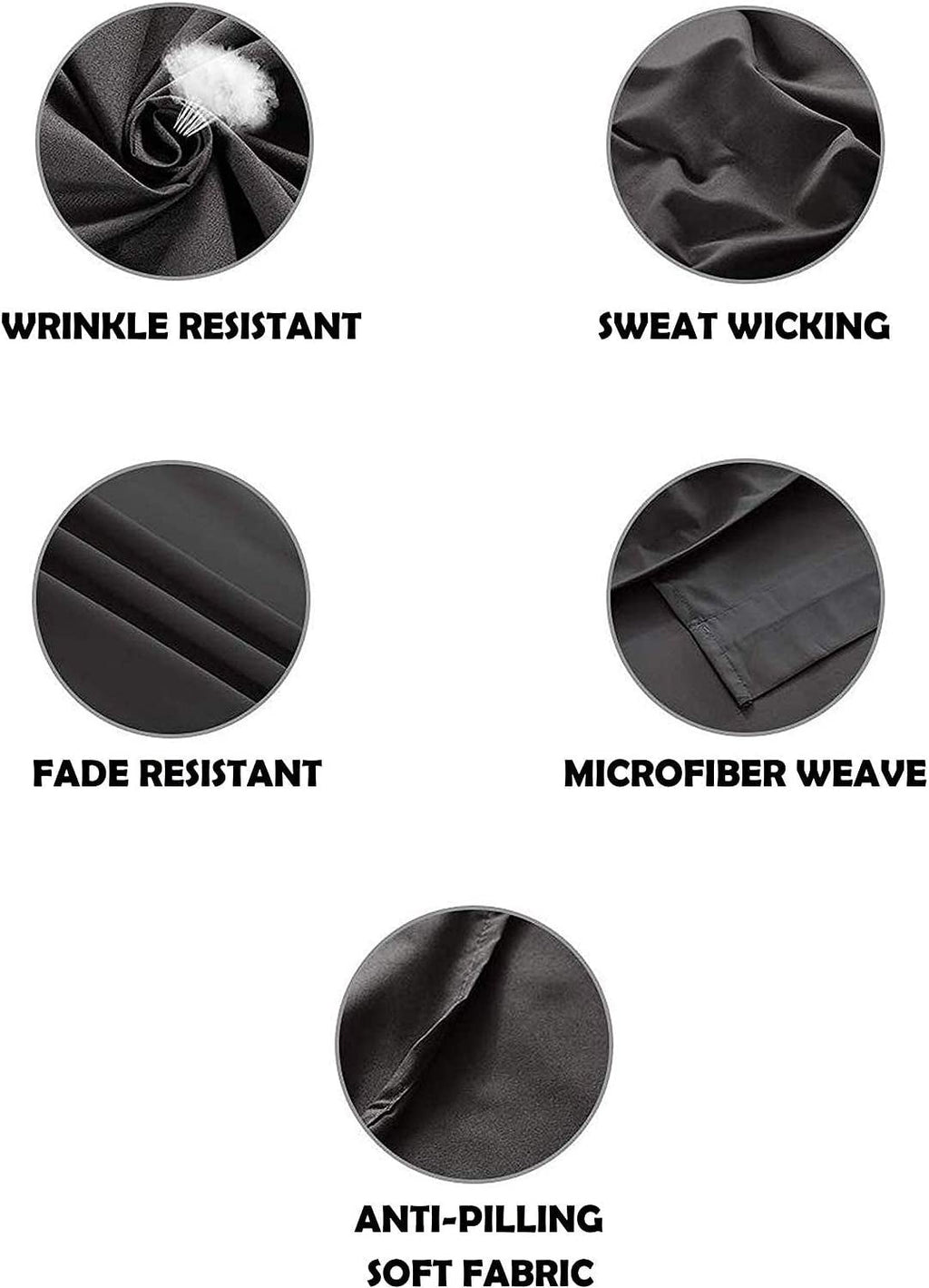 Cooling Sateen 1800 Series Microfiber Bed Sheets 6-Piece Set, Deep Pocket, Queen Black - Cooling Hotel Quality Bedding Sheets and Pillowcases Detail
