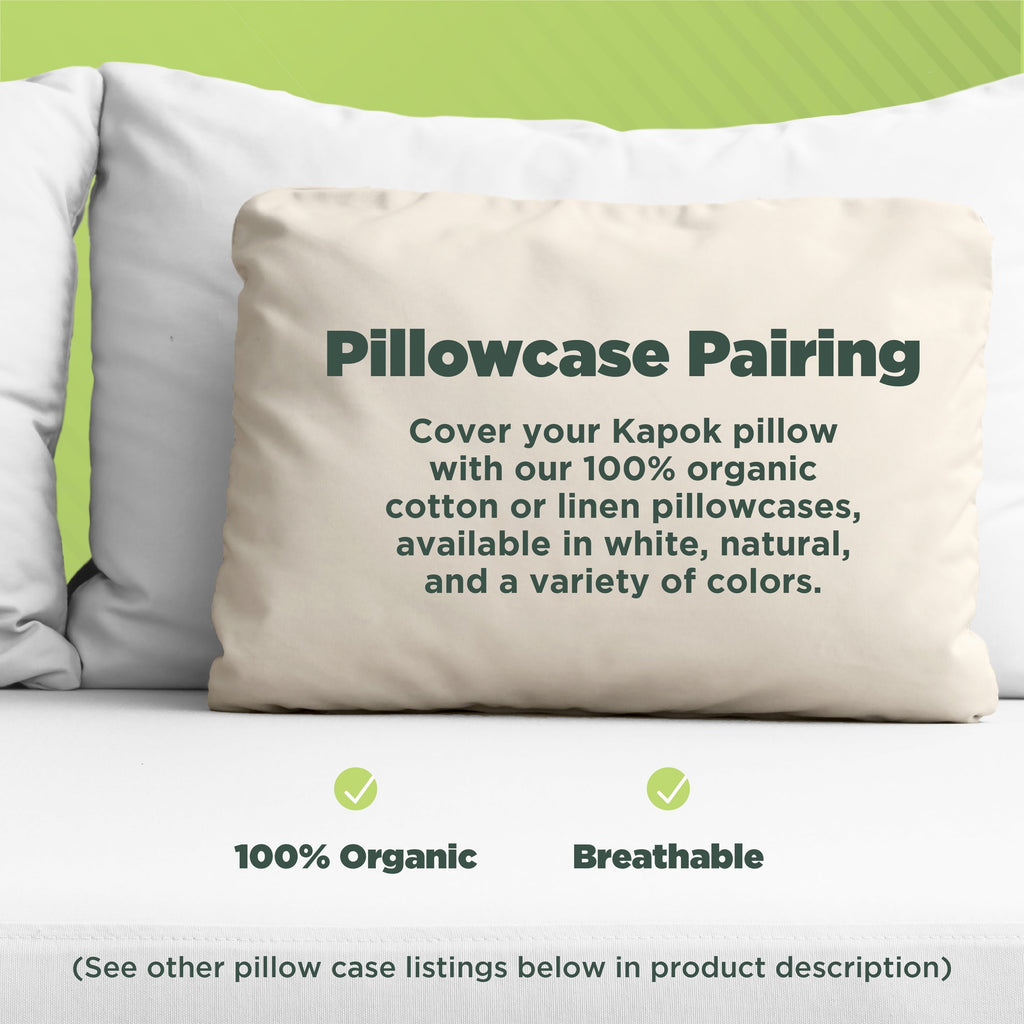 Orthopedic Support Kapok 20x26" Standard Bed Pillow – Organic Cotton Fabric Soft Sleeping Pillow - Made in USA - Decorative Throw Pillow Cushion for Sofa & Bed Detail