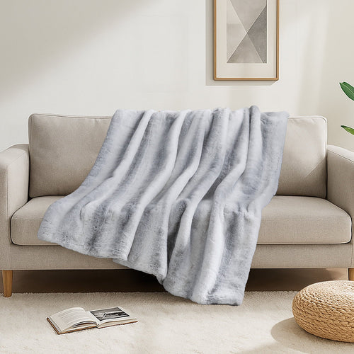 Cozy Fleece Luxury Faux Fur Throw Blanket for Bed Super Thick Warm Fuzzy Blankets for Bedroom Living Room, 60" x 80", White - Cozy Fleece Throw Blanket for Couch & Bed Detail