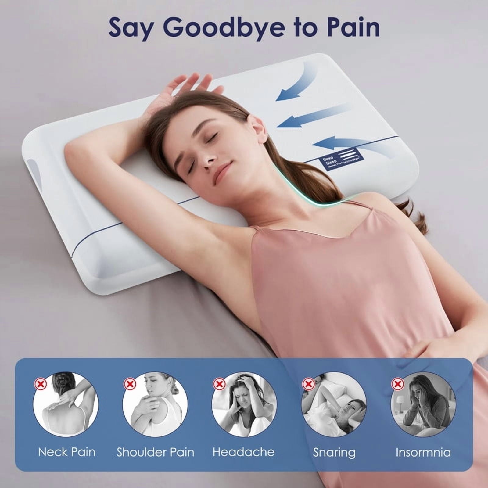 Ergonomic Memory Foam Cooling Memory Foam Bed Pillow for Neck Pain Relief, Two-Sided Cooling Pillow for Back, Stomach and Side Sleepers, Tw... - Orthopedic Shredded Foam Bed Pillow Set Detail