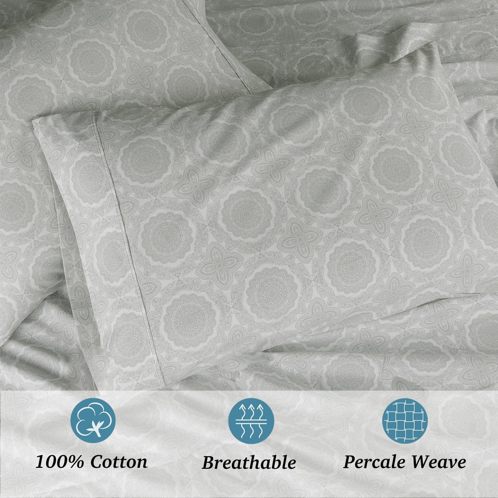 Breathable Luxury 100% Cotton Queen Sheets Set, 4 Piece Bed Sheets Set with HeiQ Fresh, Percale Weave, Hotel Luxury, Ultra Soft Sheets ... - Premium Ultra-Soft Pillowcase Pair for Sleeping Detail