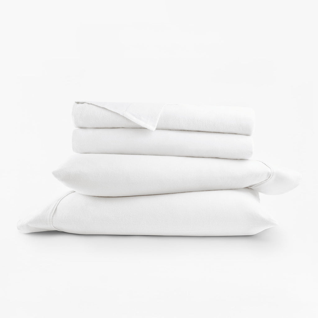 Premium Egyptian Cotton 100% Cotton Flannel Bed Sheets Set for Full Size Bedding in White - Cooling Hotel Quality Bedding Sheets and Pillowcases Detail